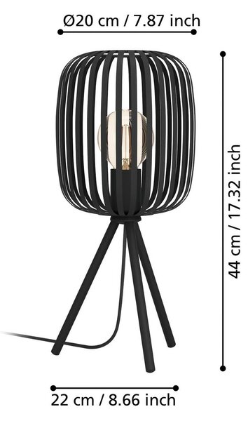 EGLO Lampada da tavolo Romazzina, Nero, Soggiorno / Sala da pranzo, Metallo, Moderno, Lampada da tavolo