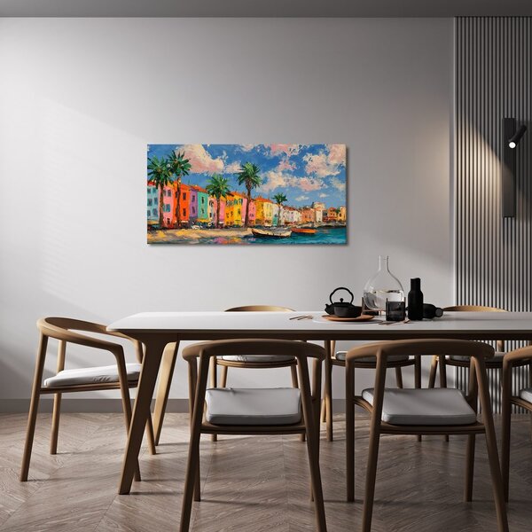 Quadro su tela – Città soleggiata con palme