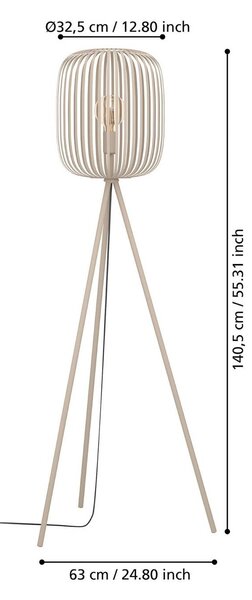 EGLO Lampada da terra Romazzina, Crema / Ambra, Soggiorno / Sala da pranzo, Metallo, Moderno, Lampada da terra