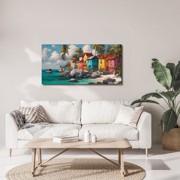 Quadro su tela – Case colorate sulla costa