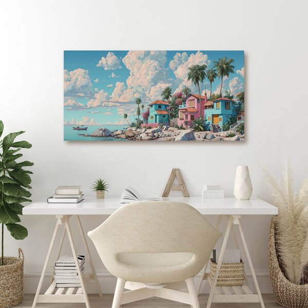 Quadro su tela – Casette tropicali sul mare