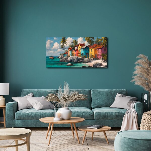 Quadro su tela – Case colorate sulla costa