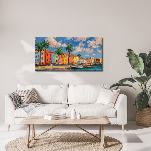 Quadro su tela – Città soleggiata con palme