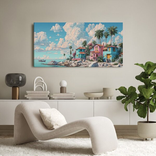 Quadro su tela – Casette tropicali sul mare