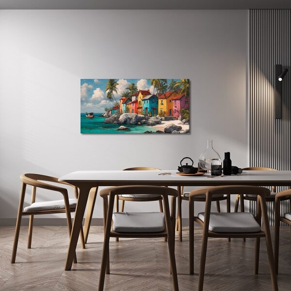 Quadro su tela – Case colorate sulla costa