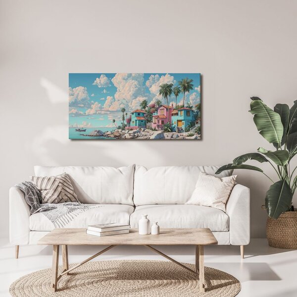 Quadro su tela – Casette tropicali sul mare