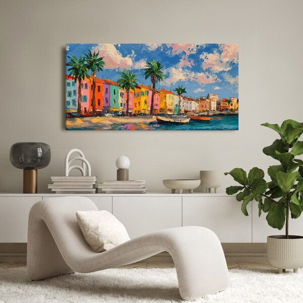Quadro su tela – Città soleggiata con palme