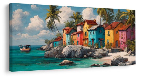 Quadro su tela – Case colorate sulla costa