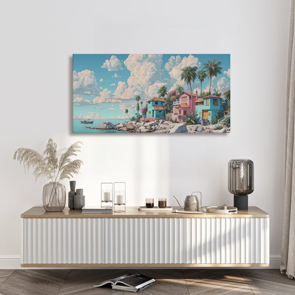 Quadro su tela – Casette tropicali sul mare