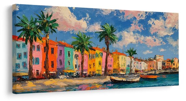 Quadro su tela – Città soleggiata con palme