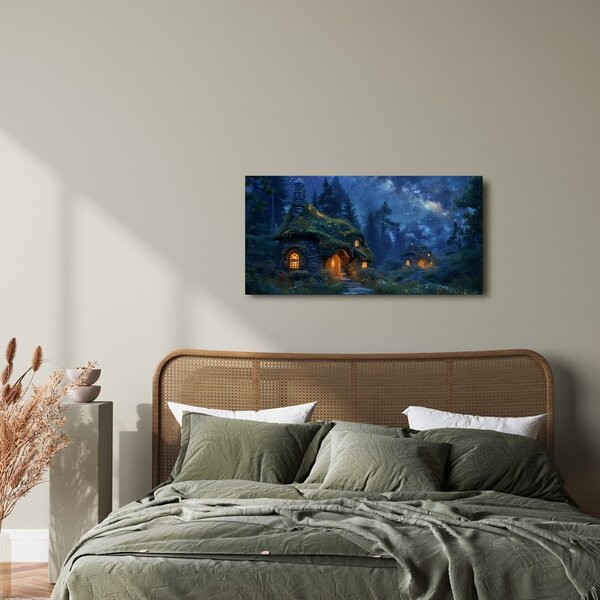 Quadro su tela – Casetta festiva sotto le stelle