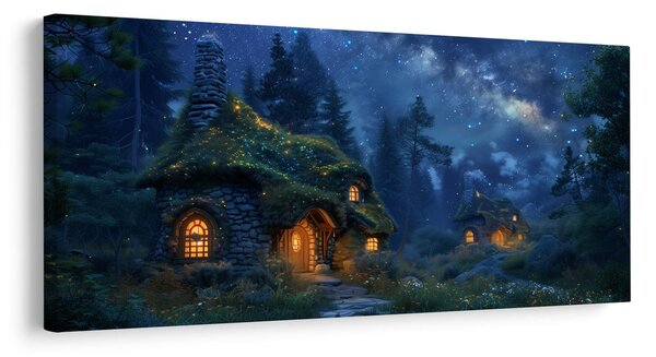 Quadro su tela – Casetta festiva sotto le stelle