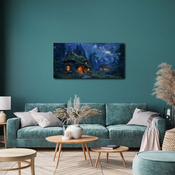 Quadro su tela – Casetta festiva sotto le stelle