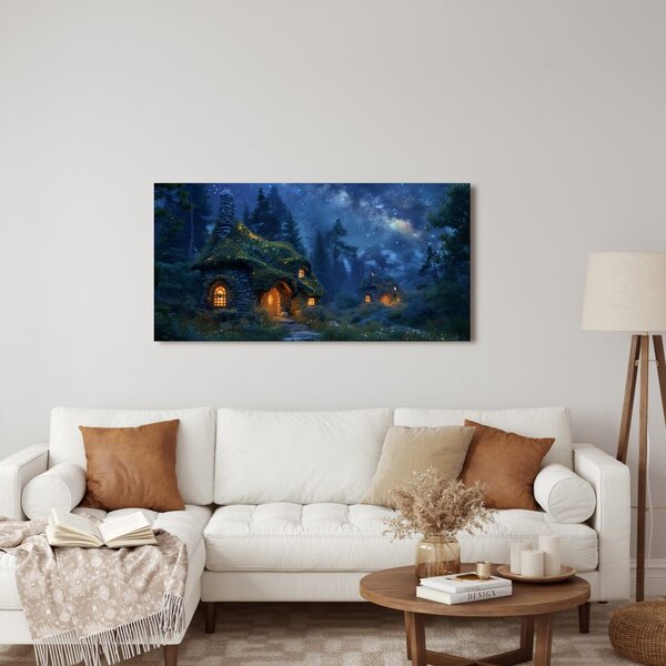 Quadro su tela – Casetta festiva sotto le stelle