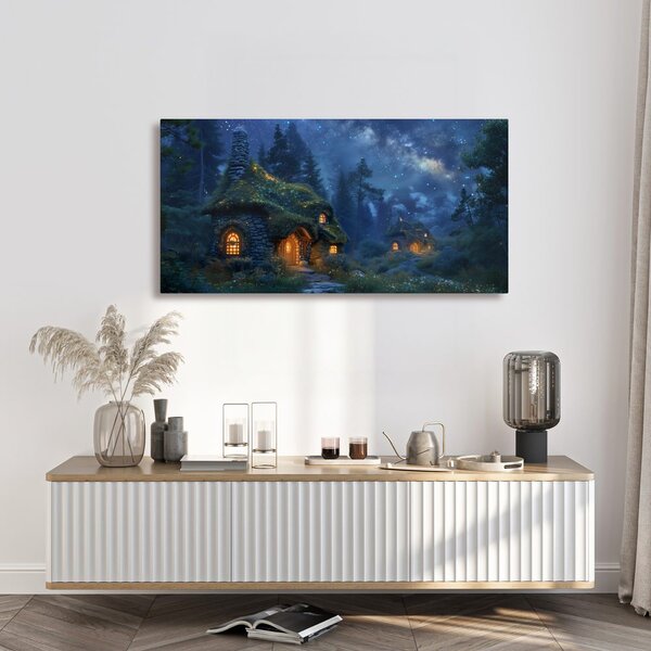 Quadro su tela – Casetta festiva sotto le stelle