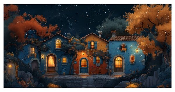 Quadro su tela – Magica notte invernale nelle strade