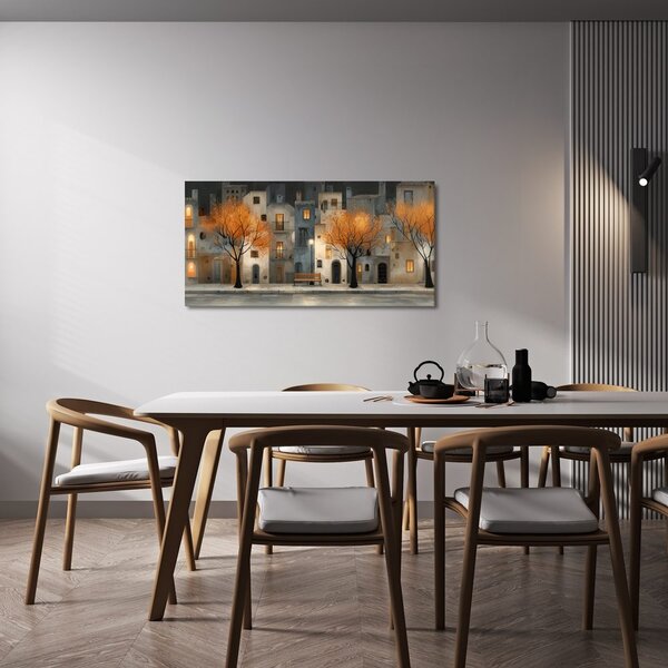 Quadro su tela – Strada serale con panchina
