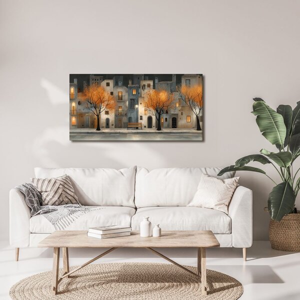 Quadro su tela – Strada serale con panchina