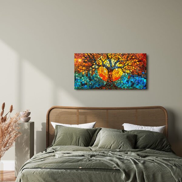 Quadro su tela – Albero della vita luminoso a mosaico