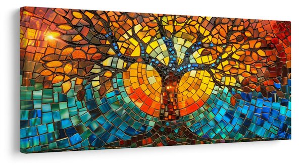 Quadro su tela – Albero della vita luminoso a mosaico