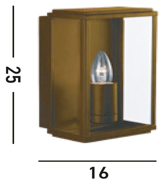 Applique Esterno Contemporanea Scatola Acciaio Marrone Vetro 1 Luce E27