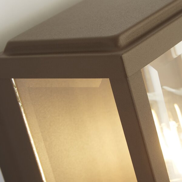 Applique Esterno Contemporanea Scatola Acciaio Marrone Vetro 1 Luce E27
