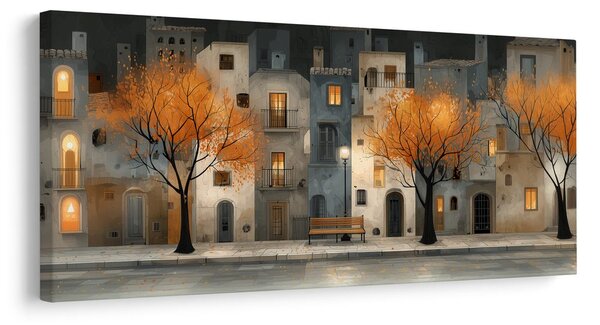 Quadro su tela – Strada serale con panchina