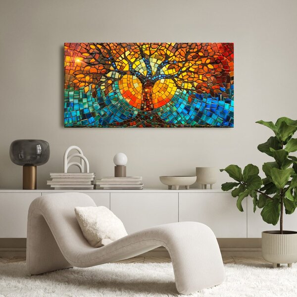 Quadro su tela – Albero della vita luminoso a mosaico