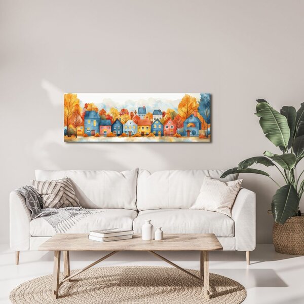 Quadro su tela – Villaggio autunnale con casette