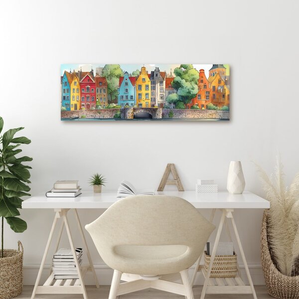Quadro su tela – Case storiche vicino al ponte