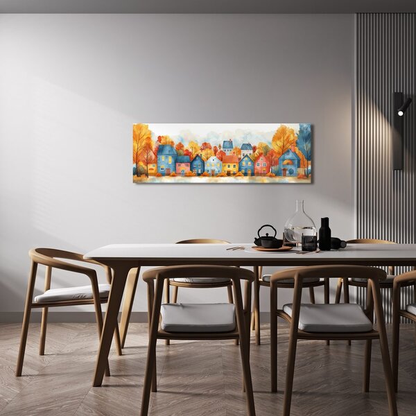 Quadro su tela – Villaggio autunnale con casette