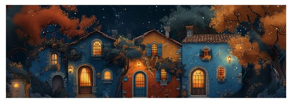 Quadro su tela – Pace festiva nel villaggio pittoresco