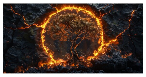 Quadro su tela – Albero della vita magico nel cerchio