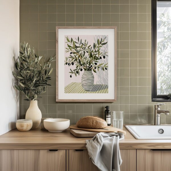 Dipinto stampato con cornice inclusa 40x50 cm Olive Bunch II – Styler