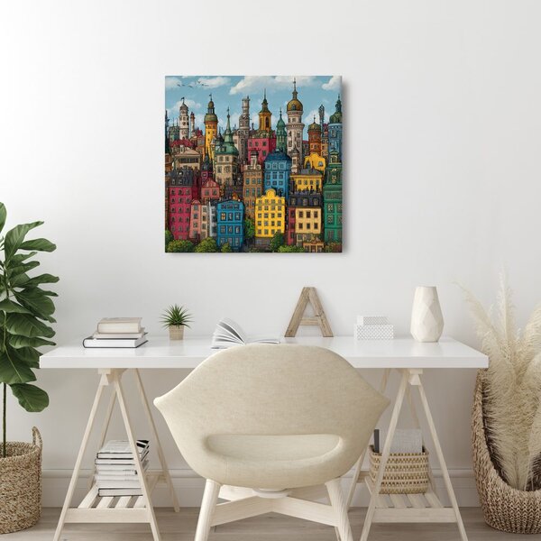 Quadro su tela – Case vivaci del centro storico
