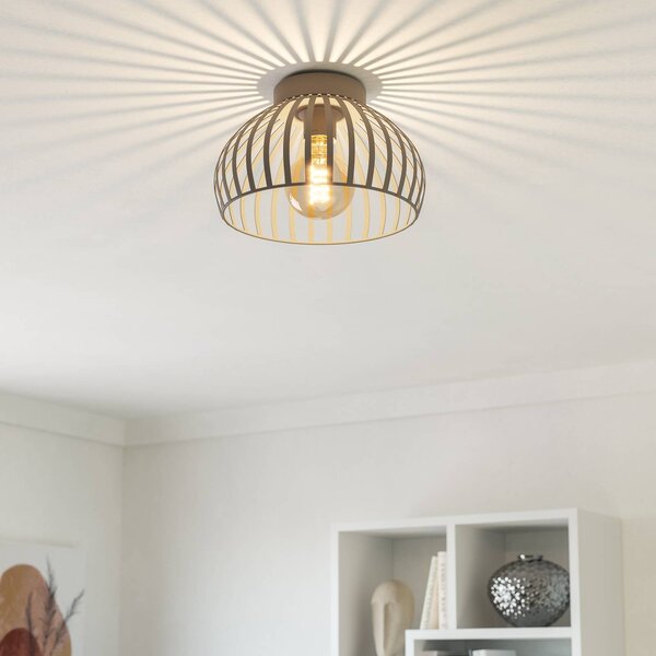 EGLO Plafoniera soffitto Mogano 3, dimmerabile, Crema / Ambra, Soggiorno / Sala da pranzo, Metallo, Moderno, Plafoniera