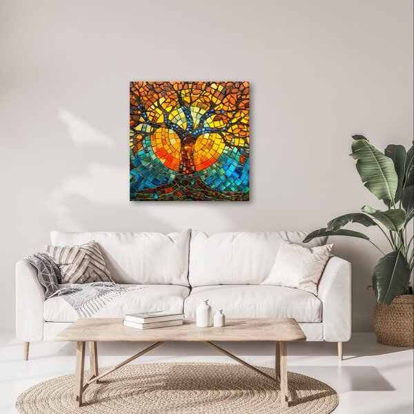 Quadro su tela – Albero della vita solare a mosaico
