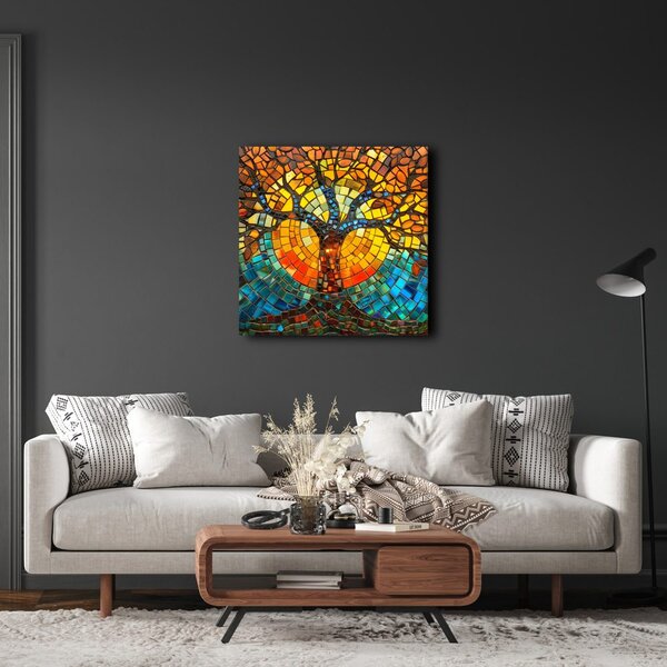 Quadro su tela – Albero della vita solare a mosaico