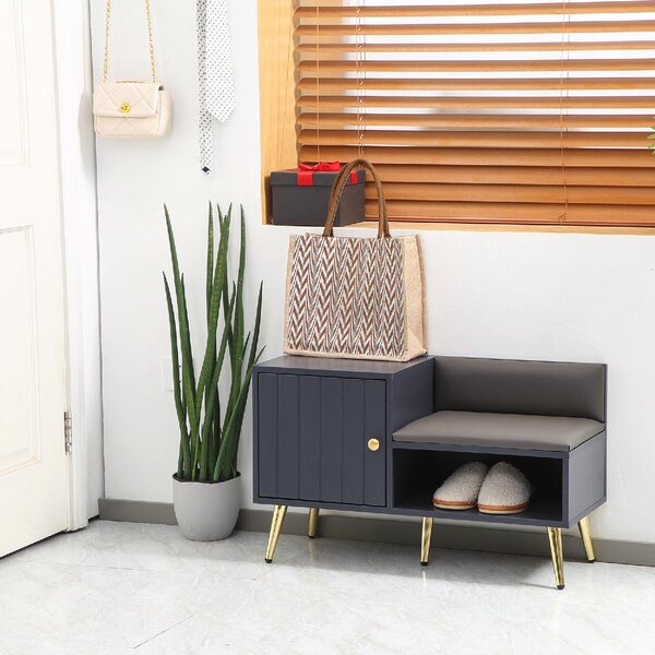 DecHome Panca Scarpiera 4 Paia 3 Ante Battenti 2 Ripiani Dimensioni 80x33x49 cm colore Grigio