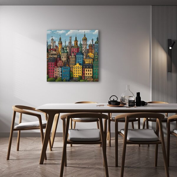Quadro su tela – Case vivaci del centro storico