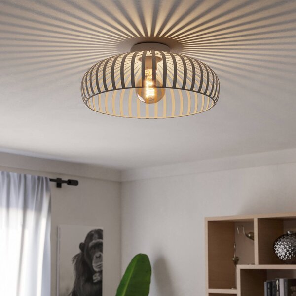 EGLO Plafoniera soffitto Mogano 3, dimmerabile, Crema / Ambra, Soggiorno / Sala da pranzo, Metallo, Moderno, Plafoniera