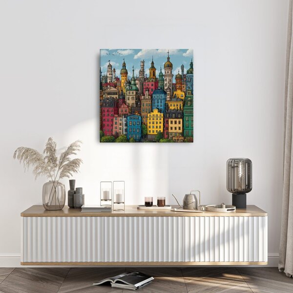 Quadro su tela – Case vivaci del centro storico