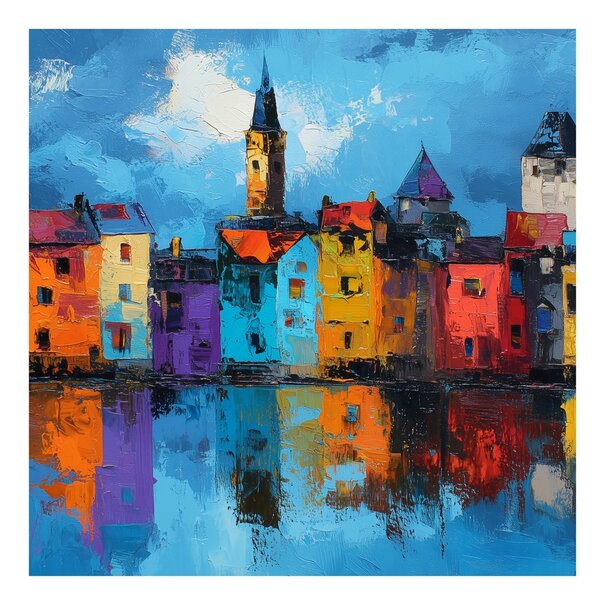 Quadro su tela – Riflessi urbani vivaci