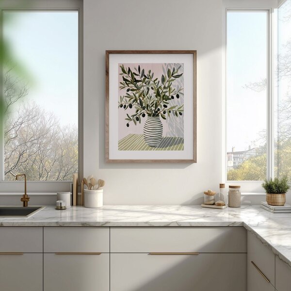Dipinto stampato con cornice inclusa 40x50 cm Olive Bunch II – Styler