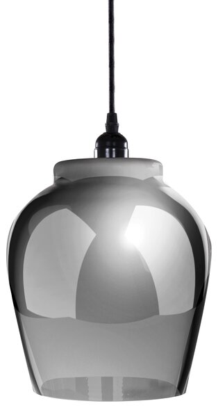 Lampada a sospensione Padiro, 22 x 22 x 29 cm - grigio e nero - vetro - paralume in vetro arrotondato