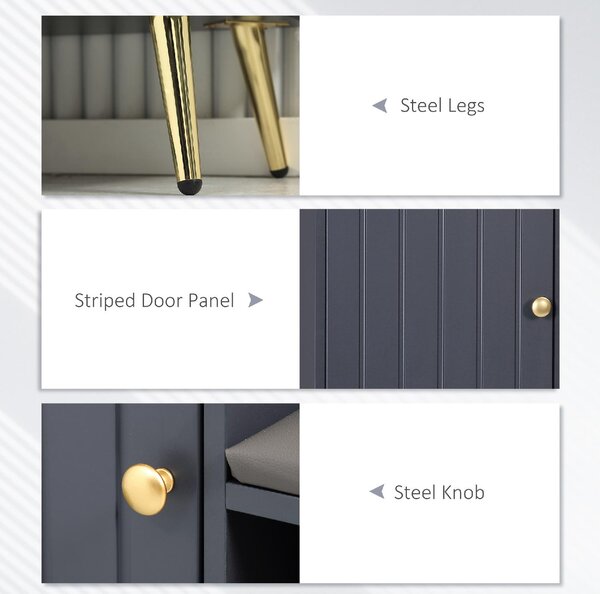 DecHome Panca Scarpiera 4 Paia 3 Ante Battenti 2 Ripiani Dimensioni 80x33x49 cm colore Grigio