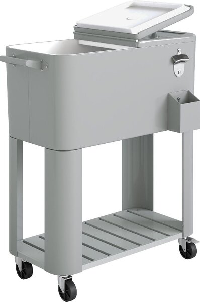 DecHome Frigorifero Portatile Ghiacciaia 76 Litri con Ruote e Apribottiglie 92x39x81 cm colore Argento