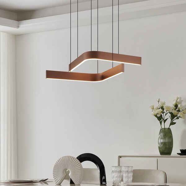 EGLO Lampada LED a sospensione Smart Folcino-Z, color bronzo, 64 cm, CCT dimmerabile, Bronzo / Ottone antico, Soggiorno / Sala da pranzo, Metallo, Moderno, Lampada a sospensione