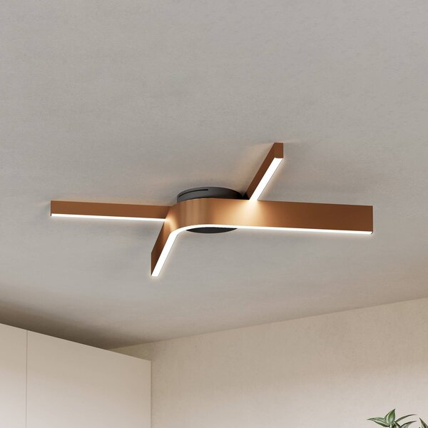 EGLO Plafoniera LED intelligente Folcino-Z, color bronzo, 64 cm, CCT dimmerabile, Bronzo / Ottone antico, Soggiorno / Sala da pranzo, Metallo, Moderno, Plafoniera