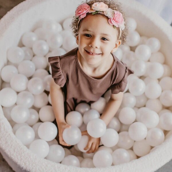 Piscina di palline color crema in velluto a coste ø 90x30 cm Montessori – Meowbaby